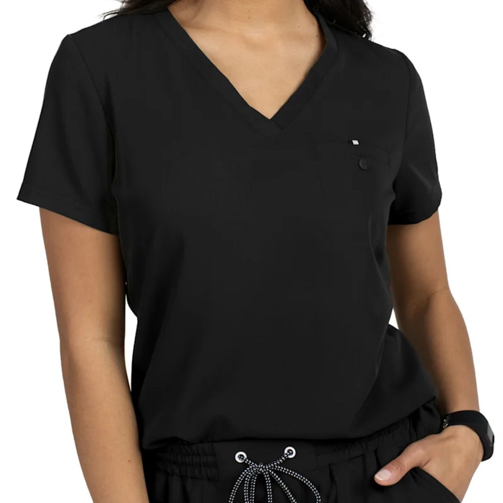 Beyond Black V-Neck Scrub Top Size M